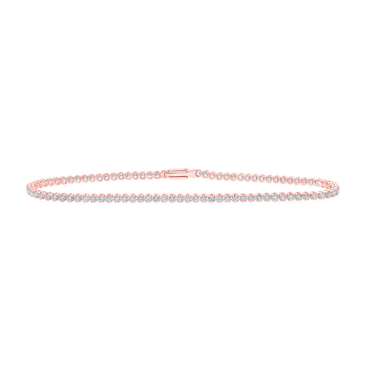 14K Yellow Or White Or Rose Gold Womens Round Diamond Tennis Bracelet