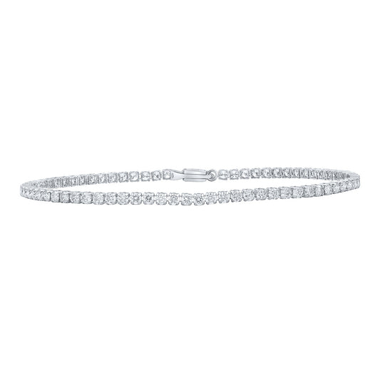 14K White Or Yellow Gold Womens Round Diamond Tennis Bracelet