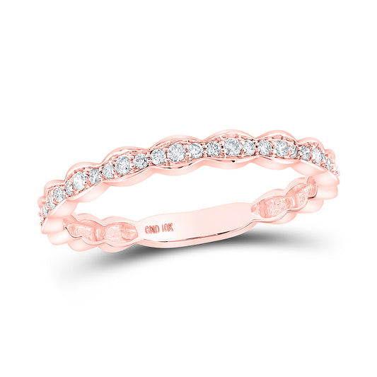 10K Rose Gold Womens Round Diamond Stackable Band Ring 1/6 Cttw, Womens Size: 5-10