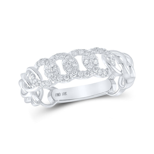 10K Yellow Or White Gold  Womens Round Diamond Cuban Link Stackable Band Ring 1/6 Cttw, Womens Size: 5-10