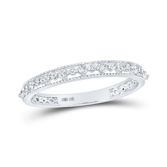 10K White Gold Womens Round Diamond Stackable Band Ring 1/6 Cttw, Womens Size: 5-10