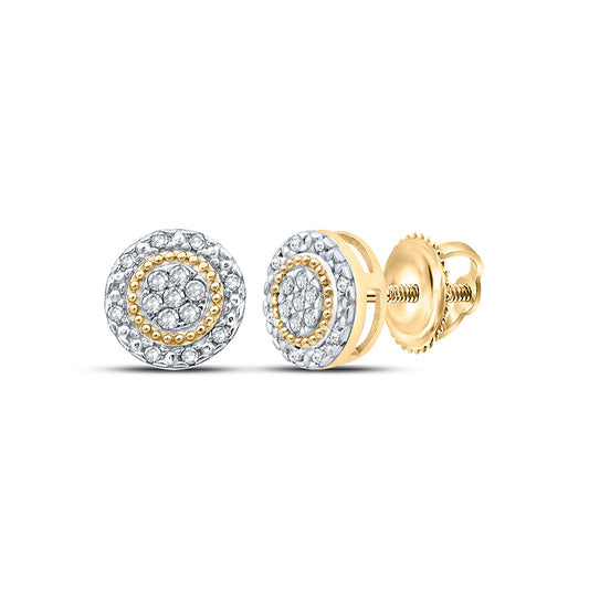 Sterling Silver Or Yellow-tone Sterling Silver Womens Round Diamond Cluster Earrings