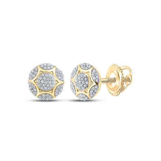 Sterling Silver Or Yellow-tone Sterling Silver Womens Round Diamond Cluster Earrings