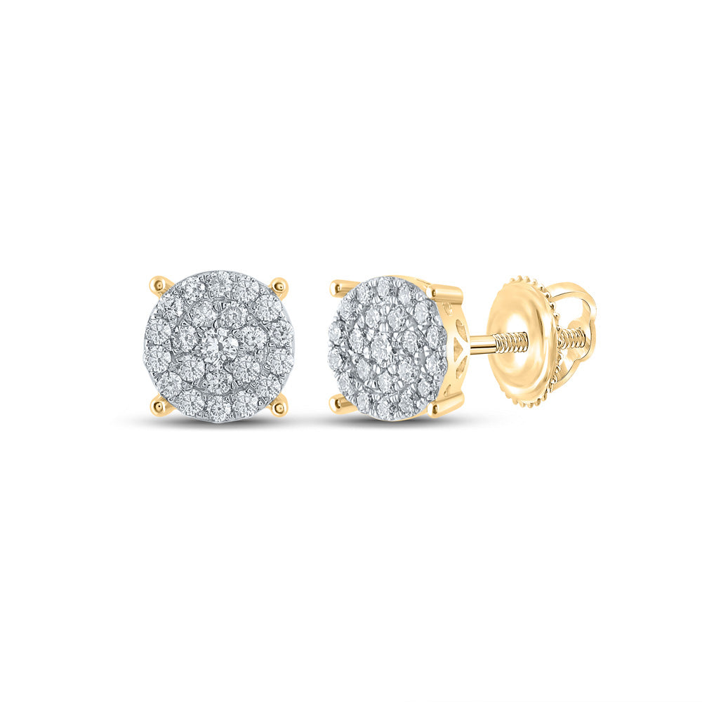 10K White Or Yellow Gold Womens Round Diamond Cluster Earrings
