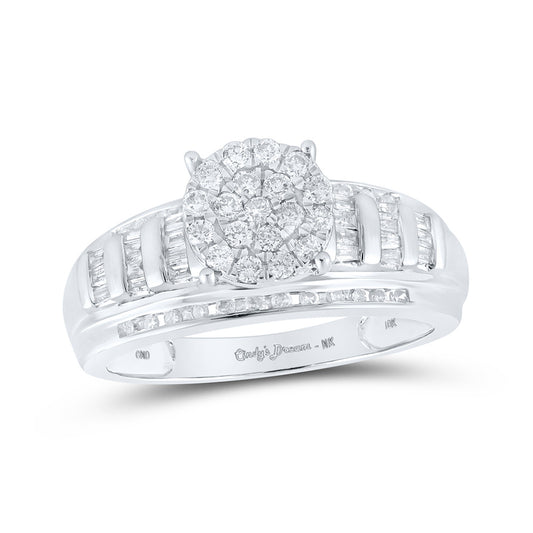 10K White Or Yellow Gold Round Diamond Cluster Bridal Wedding Engagement Ring , Womens Size: 5-10