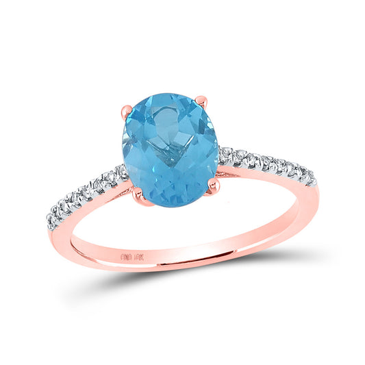10K Yellow Or White Or Rose Gold Womens Oval Synthetic Blue Topaz Solitaire Ring, Womens Size: 5-10