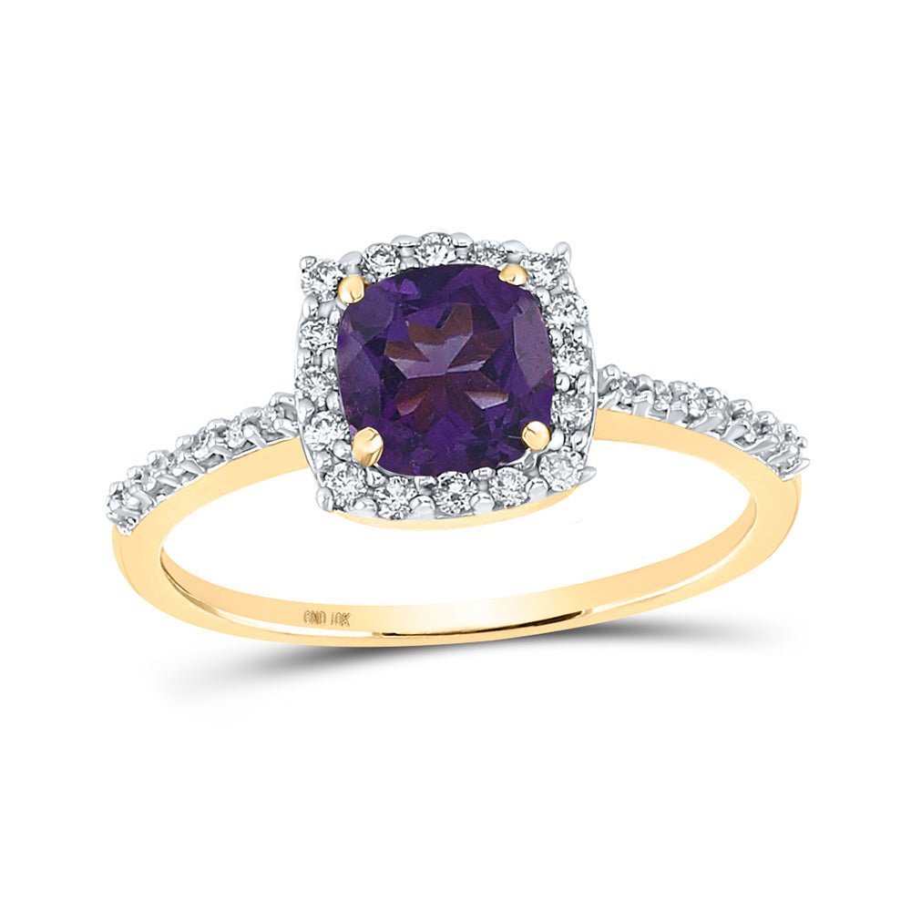 10K Yellow Or White Gold Womens Cushion Synthetic Diamond Solitaire Ring, Womens Size: 5-10