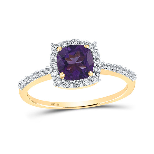 10K Yellow Or White Gold Womens Cushion Synthetic Diamond Solitaire Ring, Womens Size: 5-10