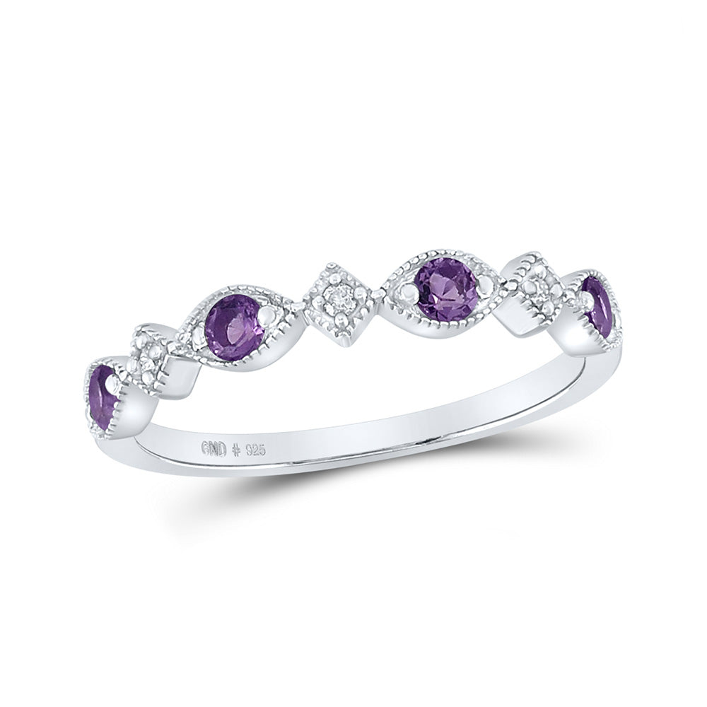 Sterling Silver Womens Round Synthetic Diamond Band Ring, Womens Size: 5-10