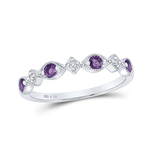 Sterling Silver Womens Round Synthetic Diamond Band Ring, Womens Size: 5-10