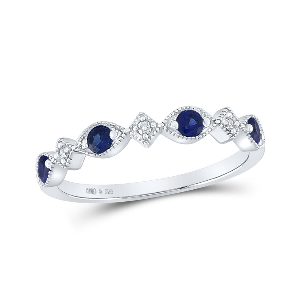 Sterling Silver Womens Round Synthetic Diamond Band Ring, Womens Size: 5-10
