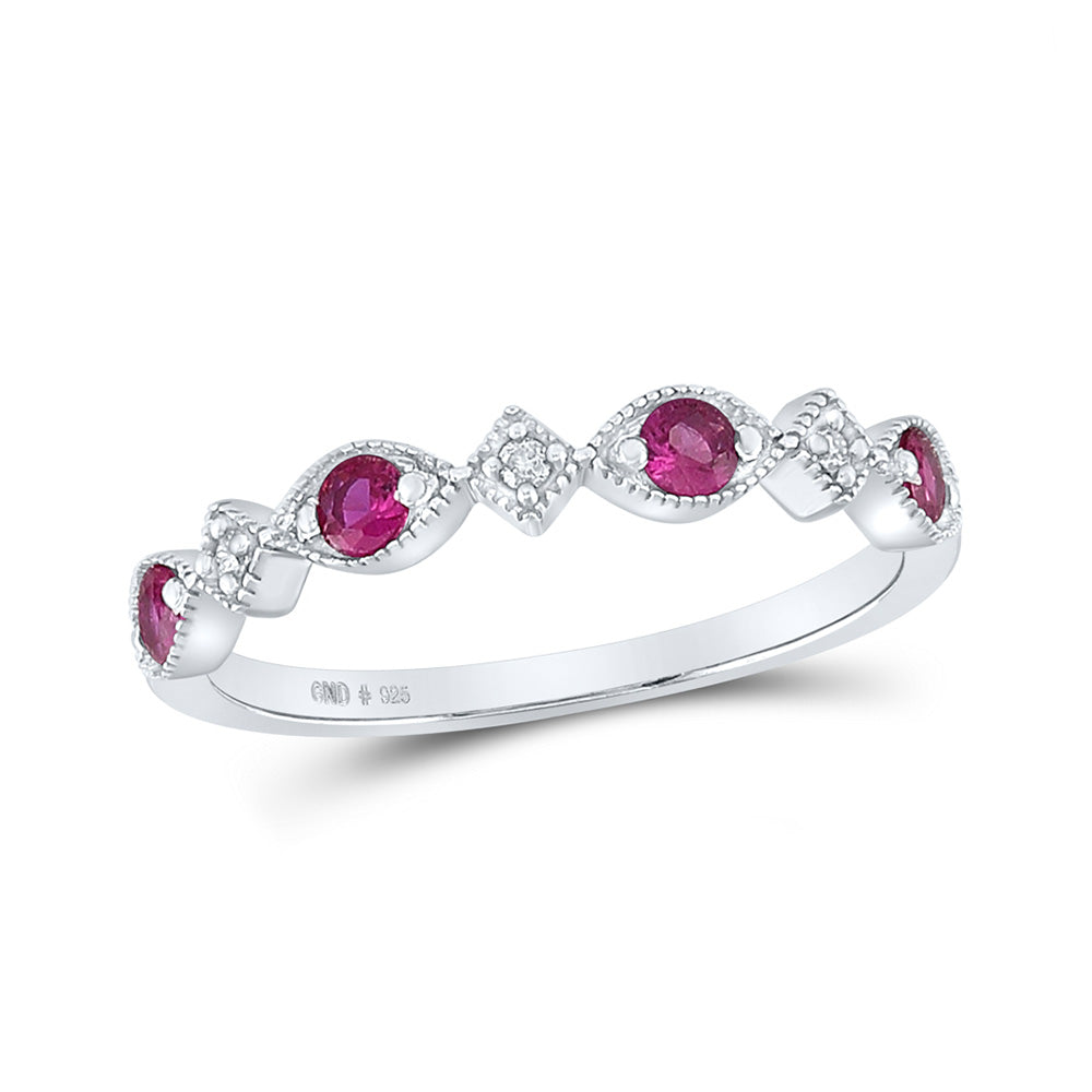 Sterling Silver Womens Round Synthetic Diamond Band Ring, Womens Size: 5-10