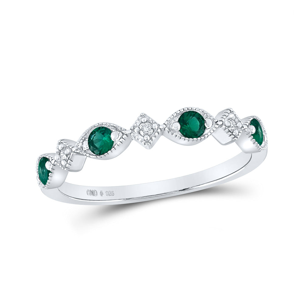Sterling Silver Womens Round Synthetic Diamond Band Ring, Womens Size: 5-10