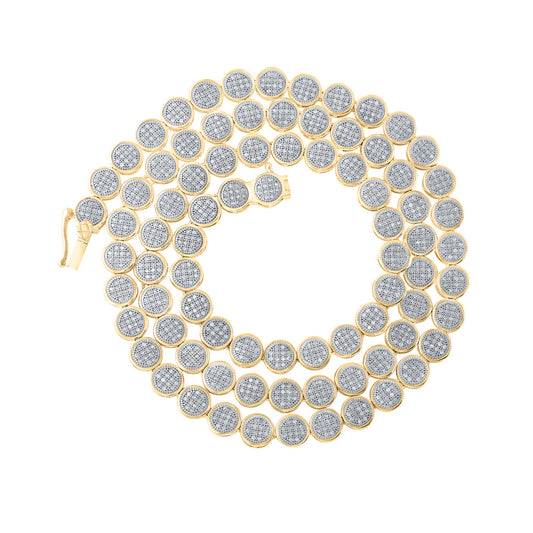 10K Yellow Gold Mens Round Diamond Link Chain Necklace 2-3/4 Cttw, Length: 20 In