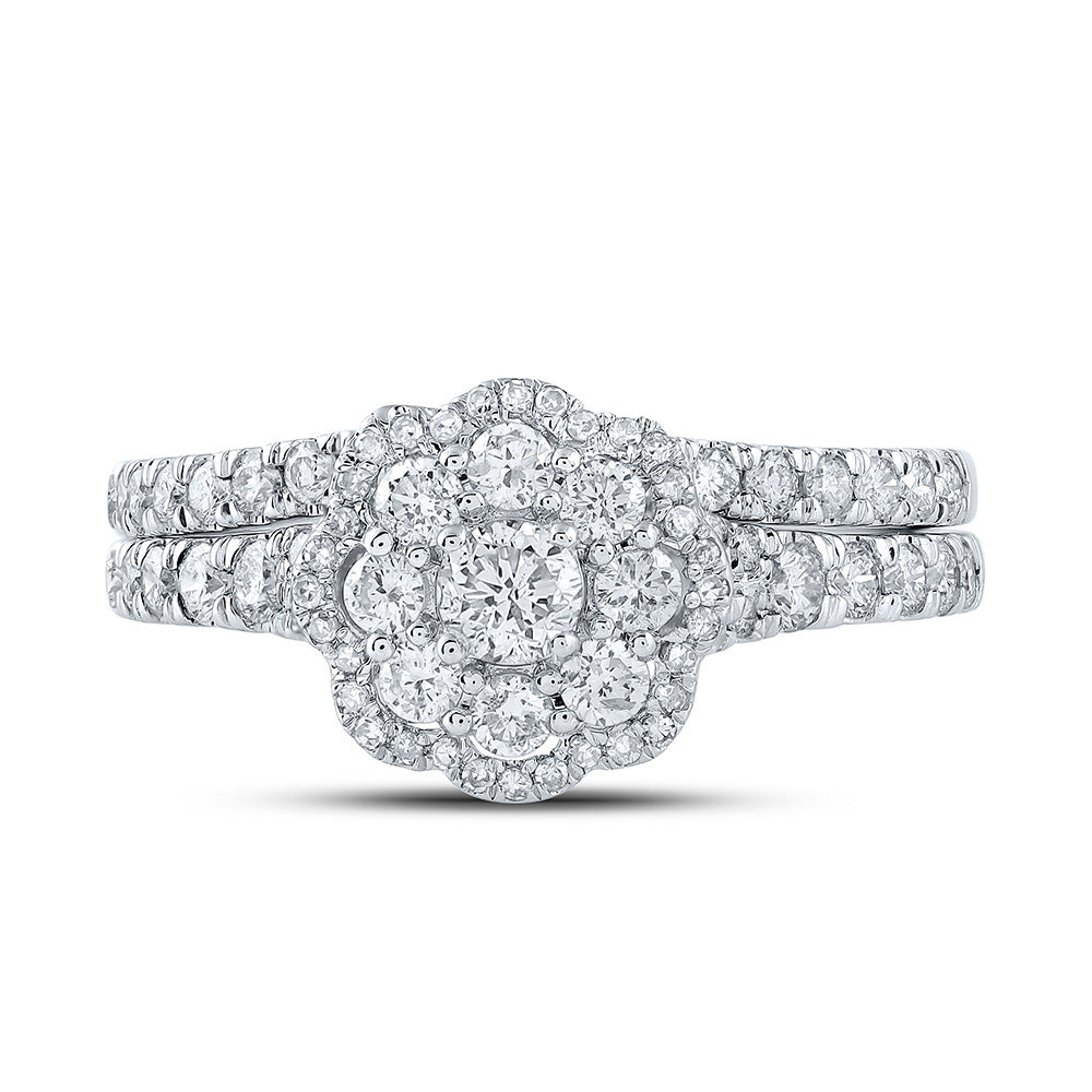 10K Yellow Or White Or Rose Gold Round Diamond Bridal Wedding Ring Band Set , Womens Size: 5-10