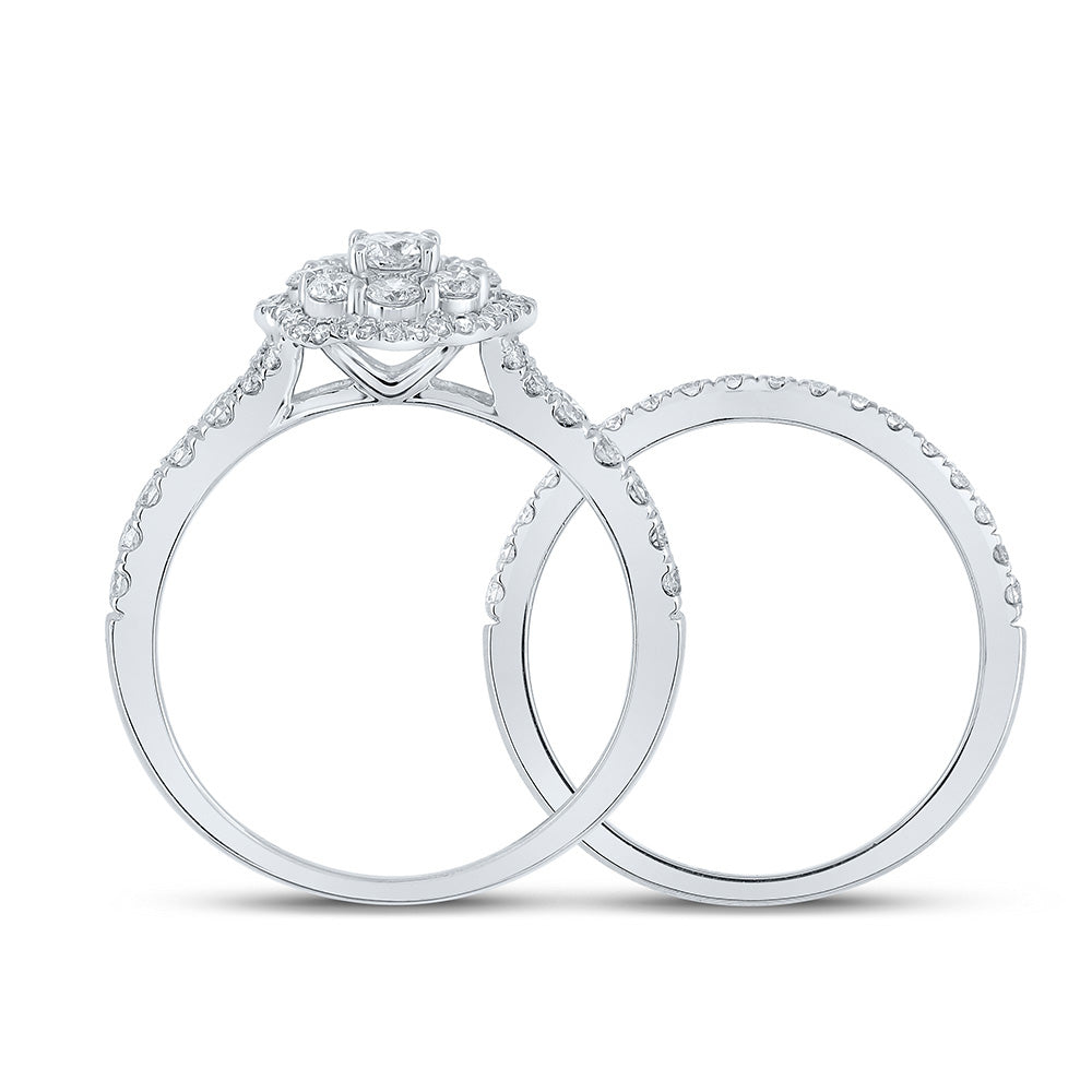 10K Yellow Or White Or Rose Gold Round Diamond Bridal Wedding Ring Band Set , Womens Size: 5-10