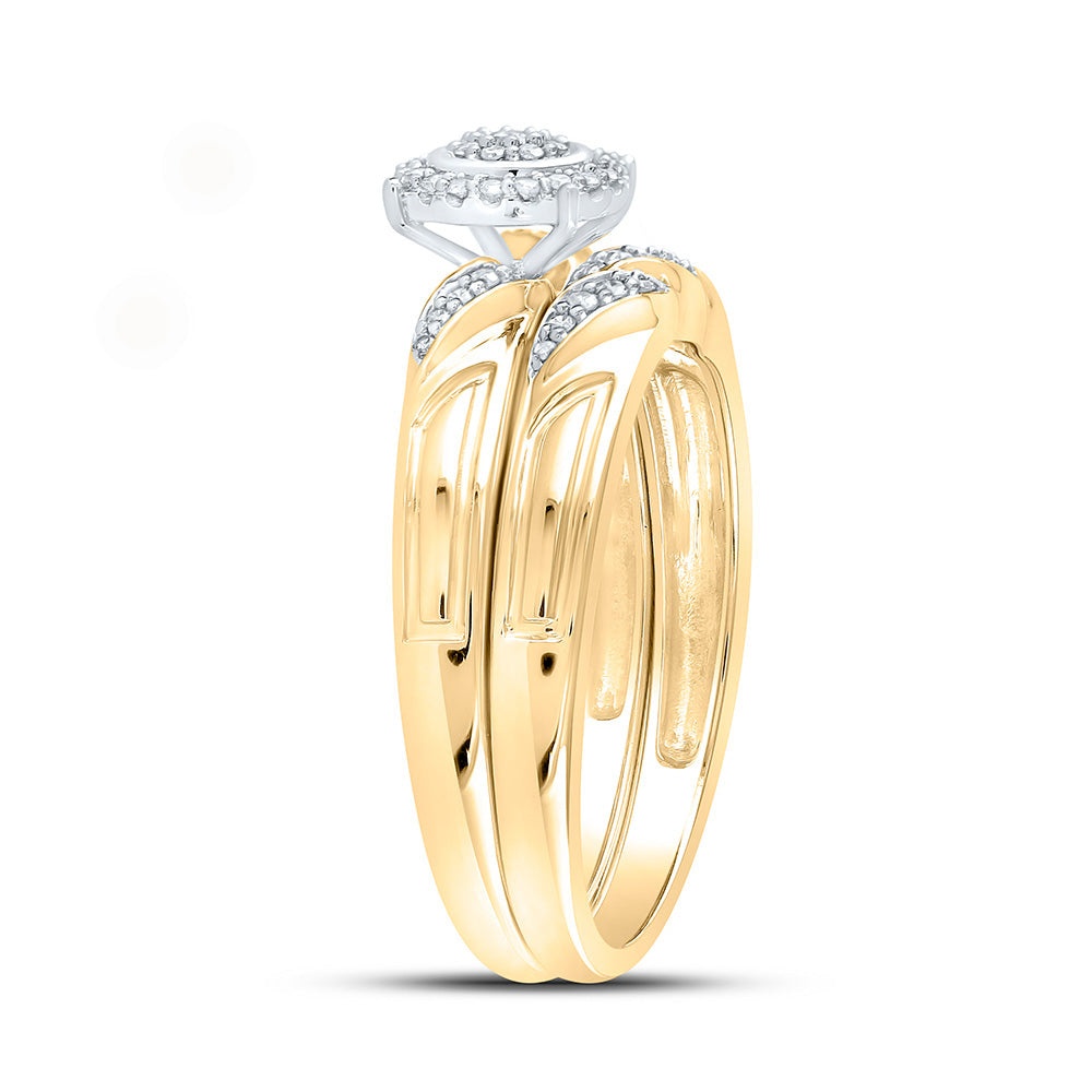 10K White Or Yellow Gold Round Diamond Halo Bridal Wedding Ring Band Set , Womens Size: 5-10