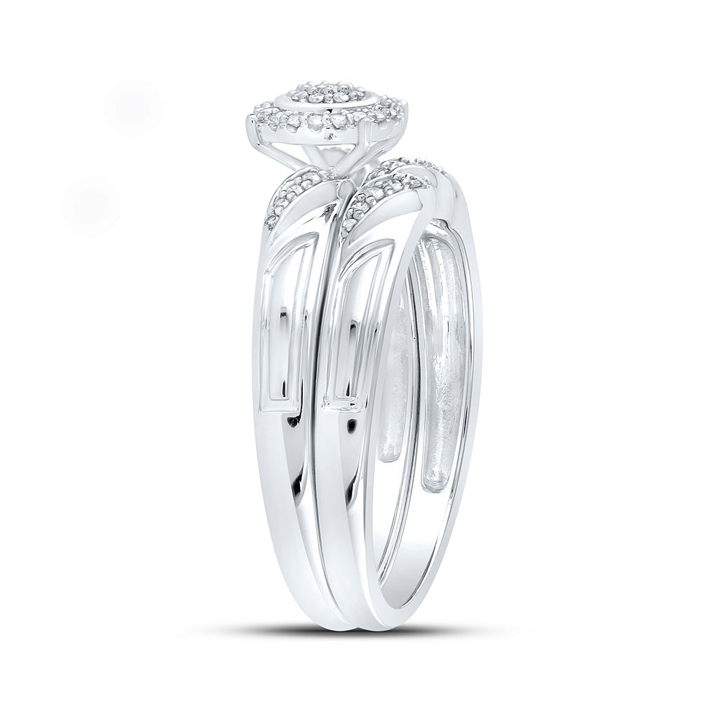 10K White Or Yellow Gold Round Diamond Halo Bridal Wedding Ring Band Set , Womens Size: 5-10