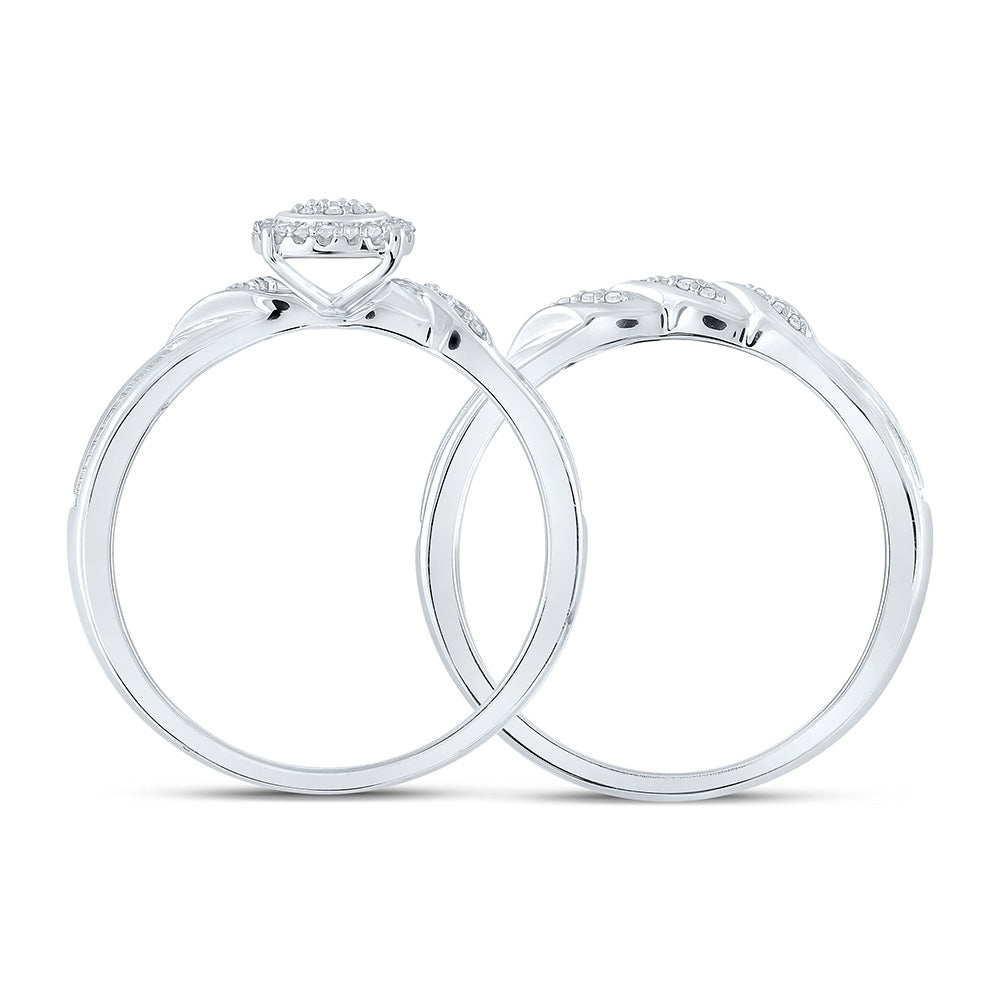 10K White Or Yellow Gold Round Diamond Halo Bridal Wedding Ring Band Set , Womens Size: 5-10