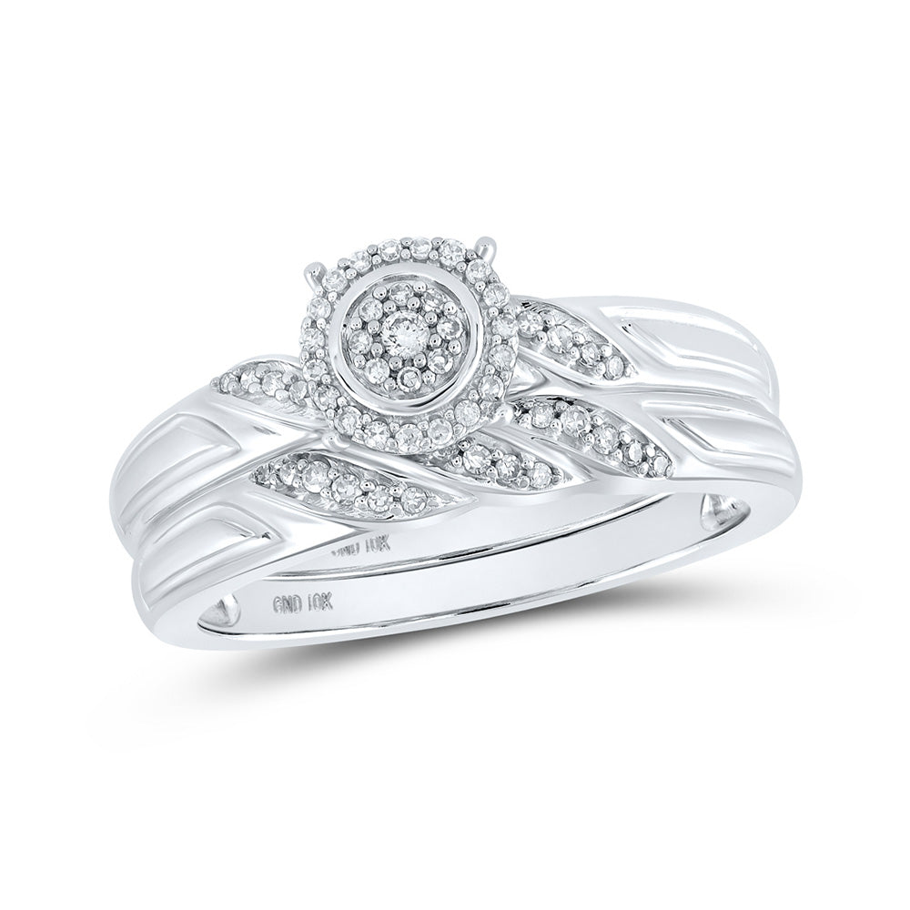 10K White Or Yellow Gold Round Diamond Halo Bridal Wedding Ring Band Set , Womens Size: 5-10