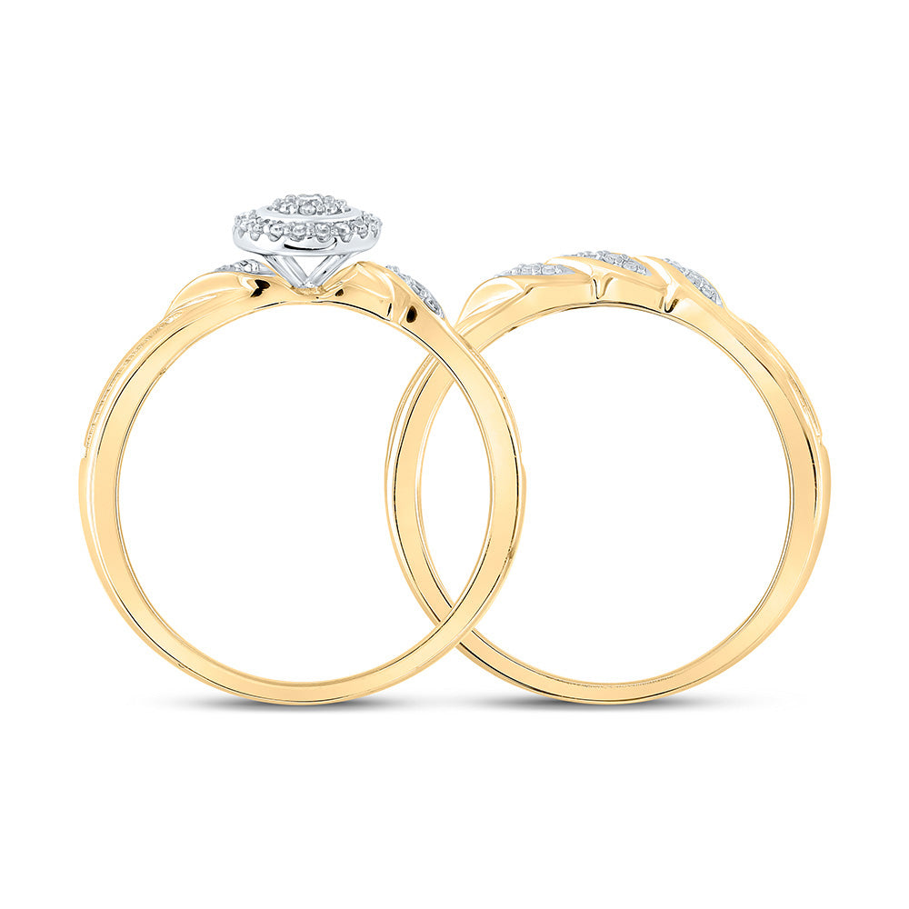 10K Yellow Gold Round Diamond Bridal Wedding Ring Band Set 1/6 Cttw, Womens Size: 5-10