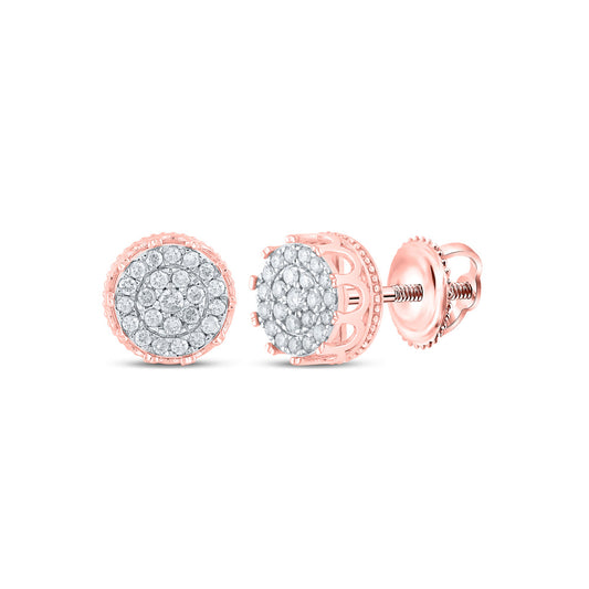 10K Yellow Or White Or Rose Gold Round Diamond Cluster Earrings