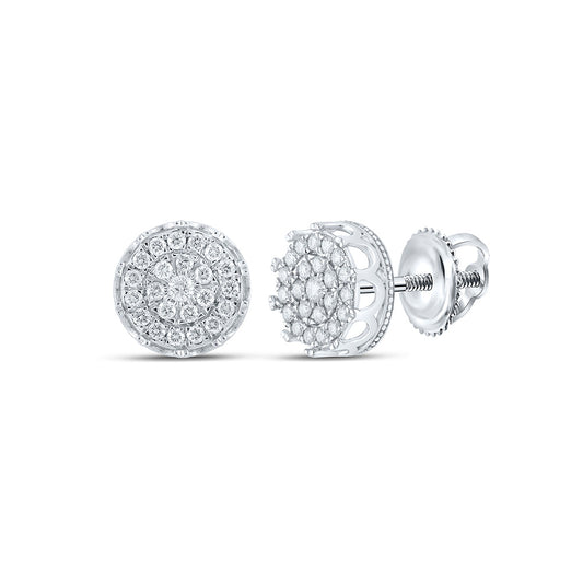 10K Yellow Or White Or Rose Gold Round Diamond Cluster Earrings