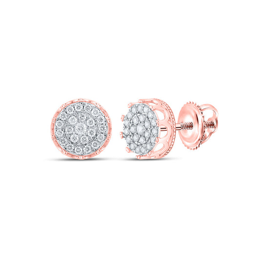 10K Yellow Or White Or Rose Gold Round Diamond Cluster Earrings