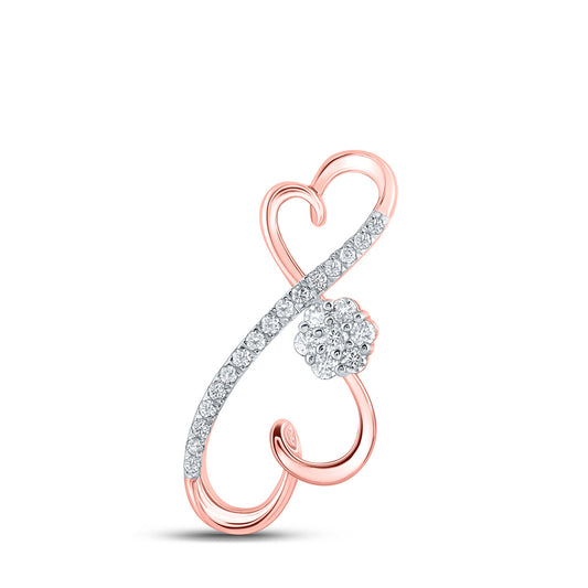 10K Yellow Or White Or Rose Gold Womens Round Diamond Infinity Heart Pendant