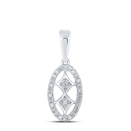 10K Yellow Or White Or Rose Gold Womens Round Diamond Oval Pendant