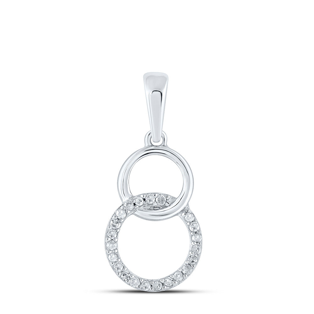 10K Yellow Or White Or Rose Gold Womens Round Diamond Interlocking Circle Pendant