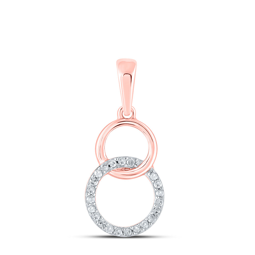 10K Yellow Or White Or Rose Gold Womens Round Diamond Interlocking Circle Pendant