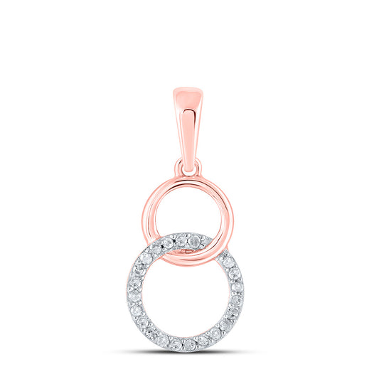 10K Yellow Or White Or Rose Gold Womens Round Diamond Interlocking Circle Pendant