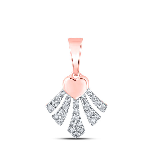 10K Yellow Or White Or Rose Gold Womens Round Diamond Heart Pendant