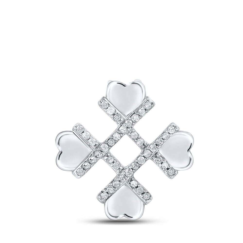 10K Yellow Or White Or Rose Gold Womens Round Diamond Heart Pendant