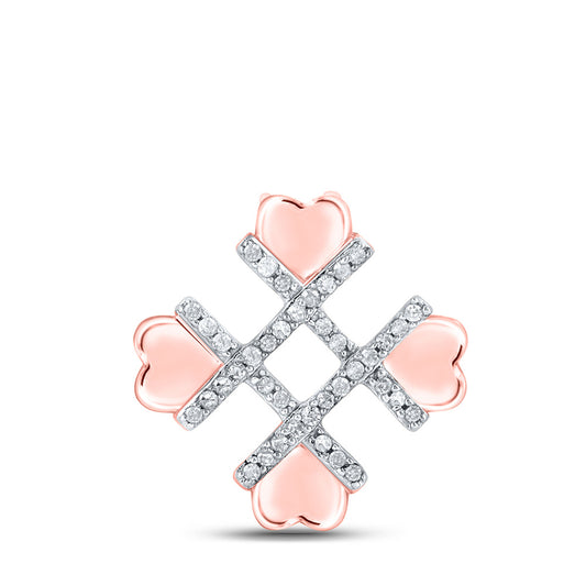 10K Yellow Or White Or Rose Gold Womens Round Diamond Heart Pendant