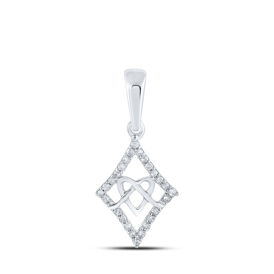 10K White Or Yellow Gold Womens Round Diamond Heart Pendant