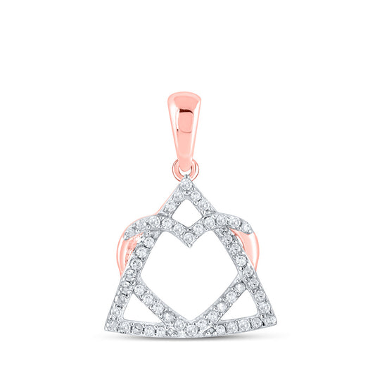 10K Yellow Or White Or Rose Gold Womens Round Diamond Heart Pendant