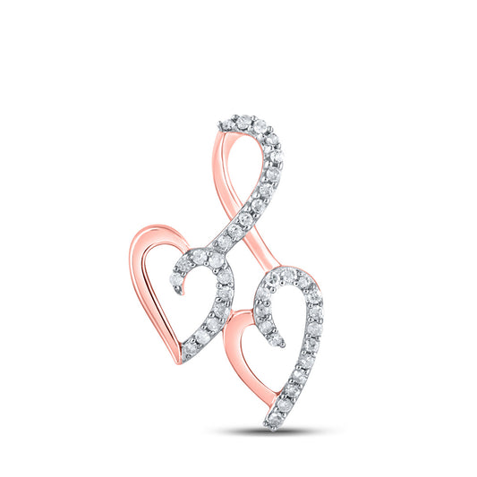 10K Yellow Or White Or Rose Gold Womens Round Diamond Heart Pendant