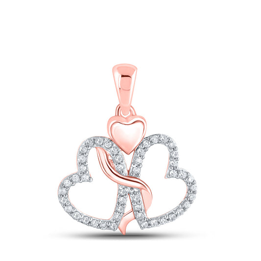 10K Yellow Or White Or Rose Gold Womens Round Diamond Heart Pendant