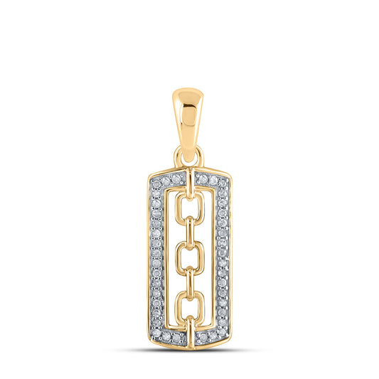 10K Yellow Gold Womens Round Diamond Fashion Pendant 1/10 Cttw