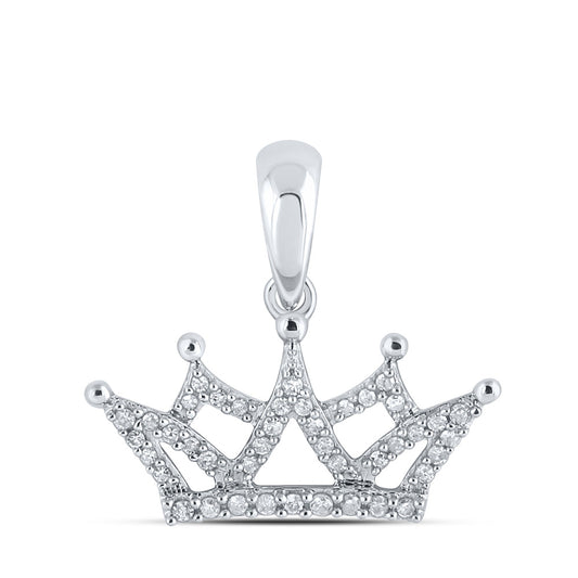 10K White Or Yellow Gold Womens Round Diamond Fashion Pendant