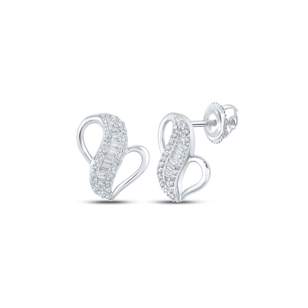 10K Yellow Or White Or Rose Gold Womens Baguette Diamond Fashion Earrings