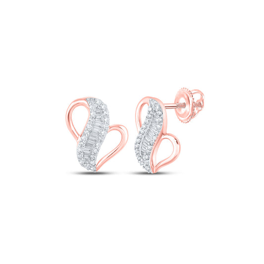 10K Yellow Or White Or Rose Gold Womens Baguette Diamond Fashion Earrings