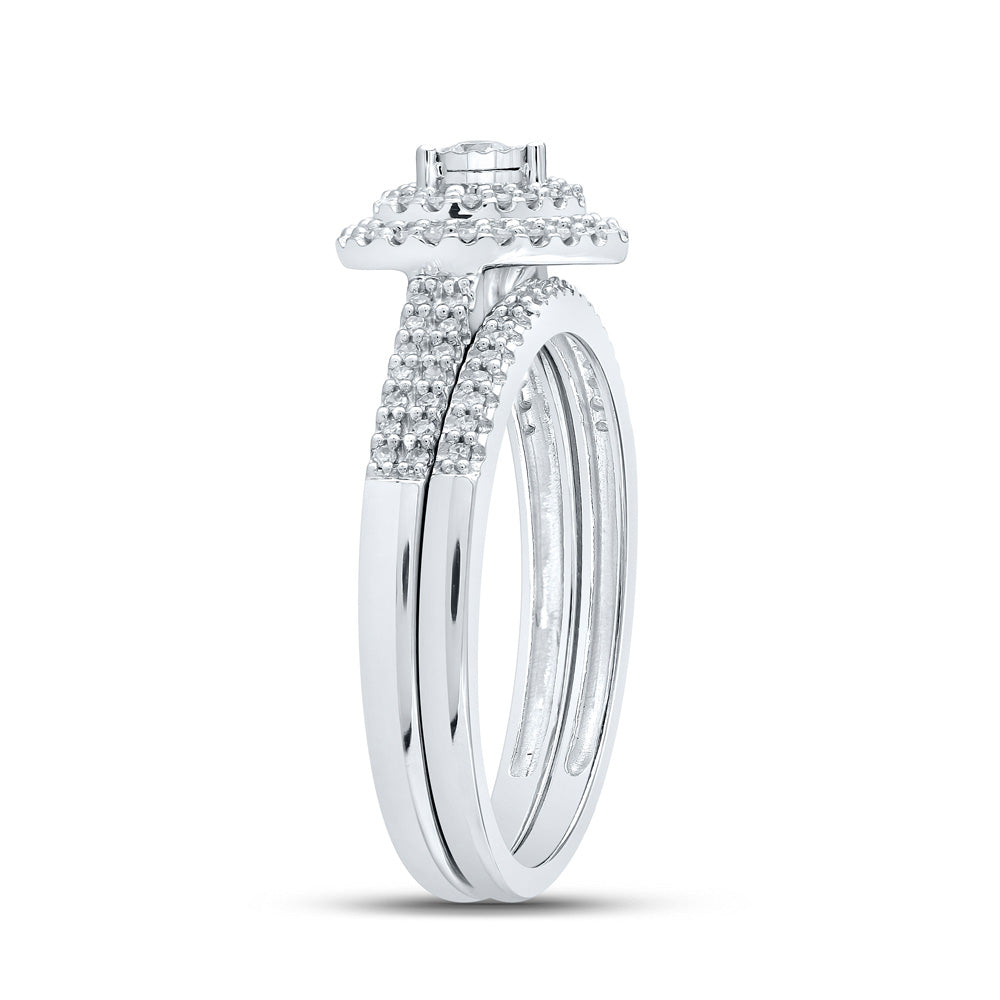 10K White Gold Round Diamond Bridal Wedding Ring Band Set 1/3 Cttw, Womens Size: 5-10