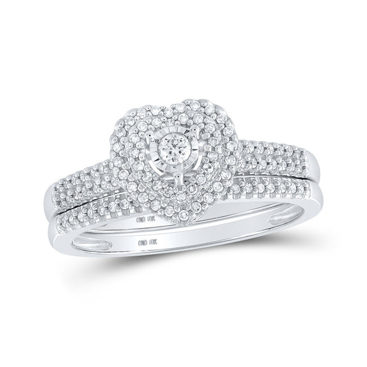 10K White Gold Round Diamond Bridal Wedding Ring Band Set 1/3 Cttw, Womens Size: 5-10