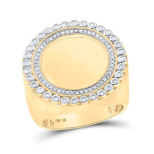 10K Yellow Gold Mens Round Diamond Memory Circle Ring 3/8 Cttw, Mens Size: 7-13