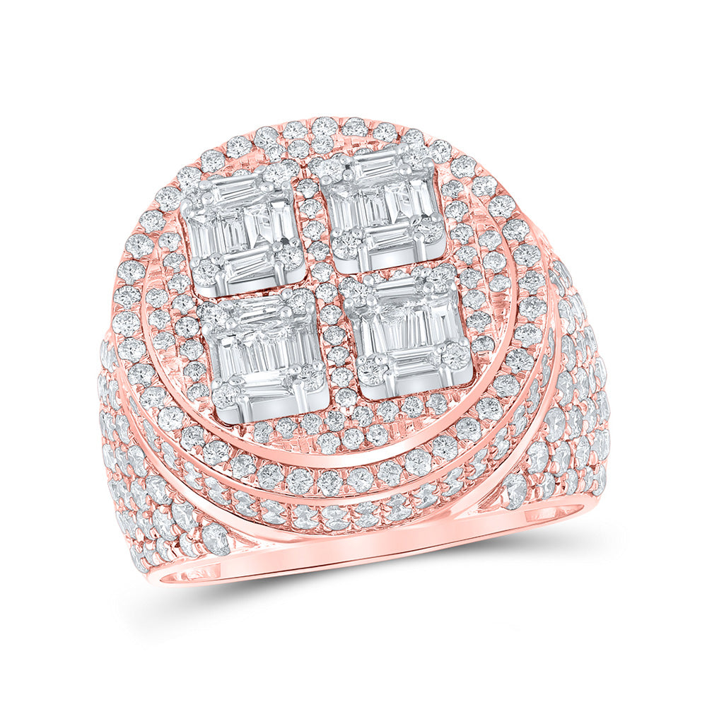 10K Two-tone Gold Mens Baguette Diamond Circle Ring 3-7/8 Cttw, Mens Size: 7-13