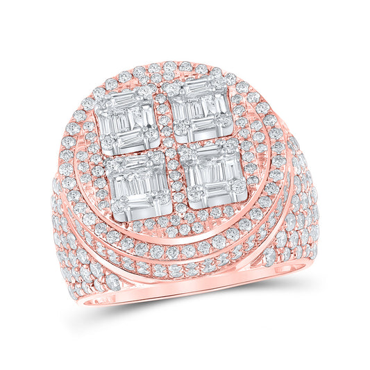 10K Two-tone Gold Mens Baguette Diamond Circle Ring 3-7/8 Cttw, Mens Size: 7-13