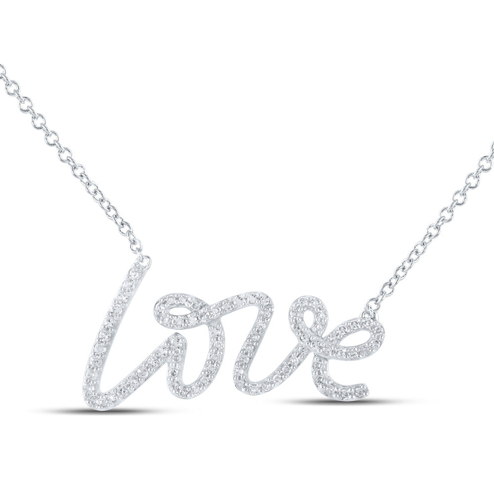 10K Yellow Or White Or Rose Gold Womens Round Diamond Love Fashion Necklace